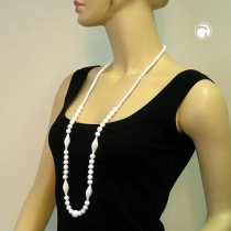 Halskette Olive und Barockperle weiß 97cm