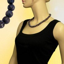 Collier Halskette Perlenkette 12mm grau-lila 50cm