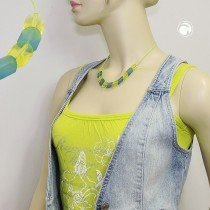 Halskette Schrägperle grün-türkis Kordel 45cm