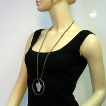 Halskette Engel im Ring Glas AB-matt grau 90cm