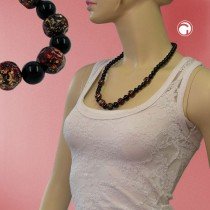 Collier Halskette Barockperlen rot-schwarz 60cm