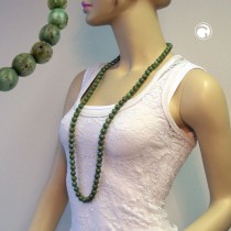 Halskette Perlenkette 12mm oliv-grün 100cm