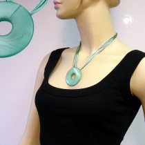 Collier Halskette Scheibe 53 seide-grün 50cm