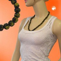 Collier Halskette Barockperlen oliv-grün 60cm