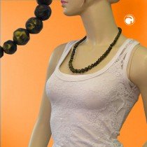 Collier Halskette Barockperlen grün-oliv 60cm