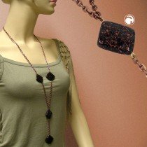 Collier Halskette schwarz-kupferton Ankerkette 100cm