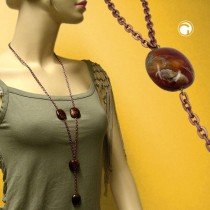 Collier Halskette Nugget braunton Ankerkette 100cm