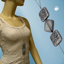 Collier Halskette Vierecke altsilber-grauton 100cm