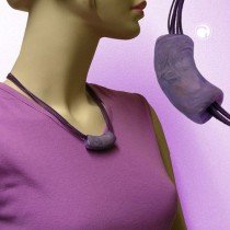 Collier Halskette Rohr flach-gebogen lila-matt 45cm