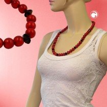 Collier Halskette Perle seide-rot Facettenradl 60cm