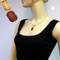 Collier Halskette Viereck facettiert topas braun 45cm