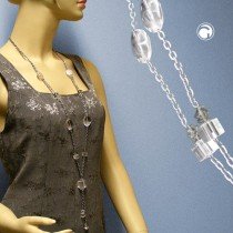 Halskette Perlen und Würfel kristall 95cm