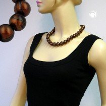 Collier Halskette Perlen 16mm dunkelbraun-seide 50cm
