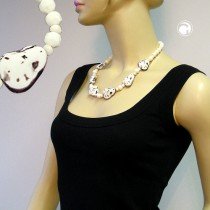 Collier Halskette Kiesel elfenbein-lila 53cm