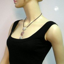 Halskette 3 Boutons rot-grün-weiß si 45cm