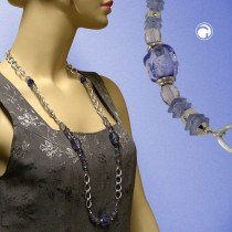 Collier Halskette Steinperle mit PanzerCollier Halskette blau 90cm
