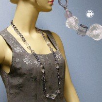 Collier Halskette Facettenperle hellgrau-kristall 95cm