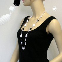 Collier Halskette Schneckenperle weiß schwarz 100cm
