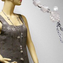 Collier Halskette Spirale weiß-matt mit grau 100cm