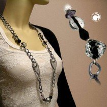 Collier Halskette grau-transparent Panzerkette 90cm