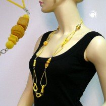 Collier Halskette Weitpanzer und Gummi gelb 95cm