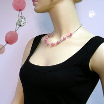 Collier Halskette Glas Facettenperle rosa 45cm