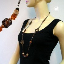 Collier Halskette braun-marmoriert und karamel 95cm