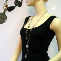 Collier Halskette Scheibe oliv seidig-glänzend 100cm