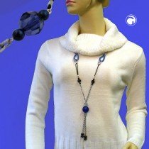 Collier Halskette Wabenperle blau AnkerCollier Halskette grau 90cm