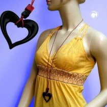 Halskette Herz schwarz rot-marmoriert 90cm