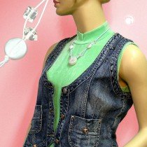 Collier Halskette Ring weiß seidig-glänzend 48cm