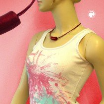 Collier Halskette Walze gebogen rot-seidig 45cm