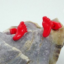 Ohrstecker kleine Füße rot Vollplastik