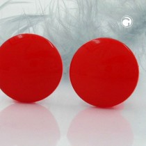 Ohrring 20mm rot glänzend Vollplastik
