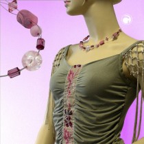 Collier Halskette Crashperle rosé altrosa Draht 45cm