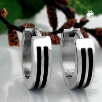 Creolen Ohrringe 12mm mit Streifen Edelstahl