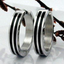 Creolen Ohrringe 20mm mit Streifen Edelstahl
