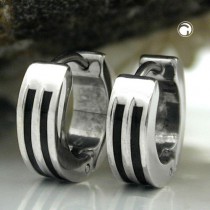 Creolen Ohrringe 12mm mit Streifen Edelstahl