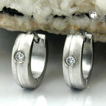 Creolen Ohrringe 15x4mm matt Zirkonia Edelstahl