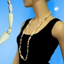 Collier Halskette Creme bicolor extra lang 96cm