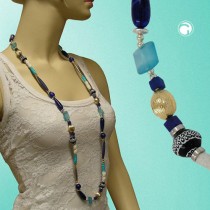 Collier Halskette blau-türkis-si-go Sonderlänge 110cm