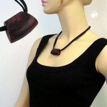 Collier Halskette Trapez lila-schwarz-marmoriert 50cm