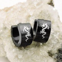 Creolen Ohrringe Lasermuster Drache Edelstahl