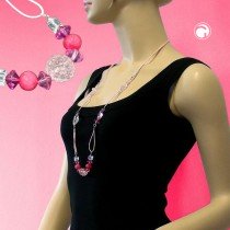 Halskette rosa-kristall Facettenperle 90cm