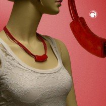 Collier Halskette Rohr flach-gebogen koralle 45cm