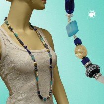 Collier Halskette blau-türkis-si-go Sonderlänge 110cm