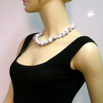 Collier Halskette Perle weiß-grau-marmoriert 50cm