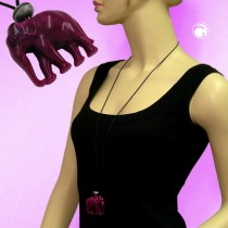 Collier Halskette Elefant lila altsilber 90cm
