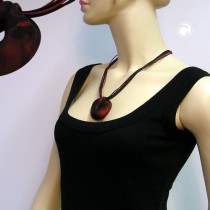 Collier Halskette Amulett rot-metallic silber 55cm