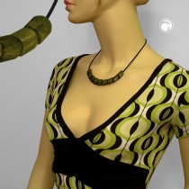 Collier Halskette Schrägperle oliv-marmor seide 45cm